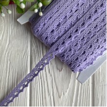Кружево вязаное (D03401), лиловое, 11 мм, рулон 45 м
