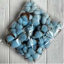 Хлопок стабилизированный (коробочка), 5-6 см, светло-бирюзовый, упаковка 20 шт.