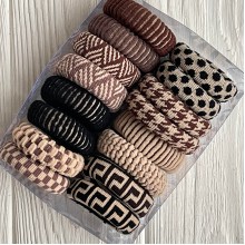 Резинка в коробке (узоры), 4,5 см, коричневые тона, упаковка 16 шт.