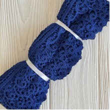 Кружево макраме "Сандра", 7,5 см, темно-синее, рулон 9 м