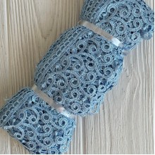 Кружево макраме "Сандра", 7,5 см, голубое, рулон 9 м