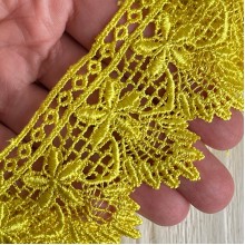 Кружево макраме Моника, 5 см, желтое, рулон 9 м