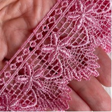 Кружево макраме Моника, 5 см, розовое, рулон 9 м