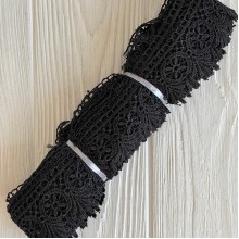 Кружево макраме (КМ-7), 4 см, черное, рулон 9 метров