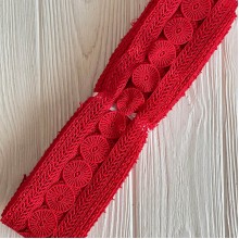 Кружево макраме широкое (KMS-2), 7 см, красное, рулон 9 метров