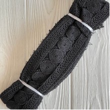 Кружево макраме широкое (KMS-2), 7 см, черное, рулон 9 метров