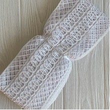 Кружево макраме широкое (KMS-4), 11 см, белое, рулон 9 метров