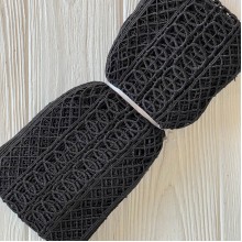 Кружево макраме широкое (KMS-4), 11 см, черное, рулон 9 метров
