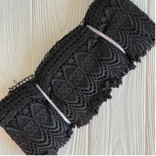 Кружево макраме широкое (KMS-6), 10 см, черное, рулон 9 метров