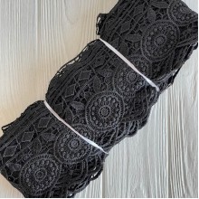 Кружево макраме широкое (KMS-11), 10,5 см, черное, рулон 9 метров