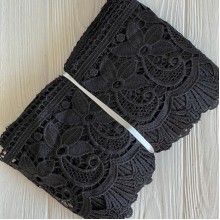 Кружево макраме супер широкое (KMS-12), 16 см, черное, рулон 9 метров