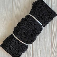 Кружево макраме роза широкое (KMS-13), 9 см, черное, рулон 9 метров