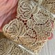Кружево макраме роза широкое (KMS-13), 9 см, золотое, рулон 9 метров