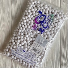 Бусина матовая "Зефирка", 10 мм, белая, упаковка 500 грамм