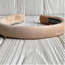 Обруч велюр тонкий, 1,8 см, молочный, шт.