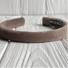 Обруч велюр тонкий, 1,8 см, кофейный, шт.