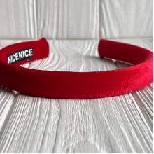 Обруч велюр-блеск тонкий, 1,8 см, красный, шт.