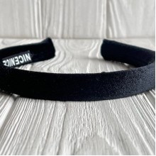 Обруч велюр-блеск тонкий, 1,8 см, черный, шт.