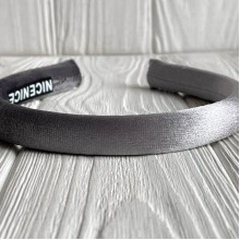 Обруч велюр-блеск тонкий, 1,8 см, серый, шт.