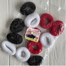 Резинка махровая, 6 см, красно-бело-черная, упаковка 12 шт.