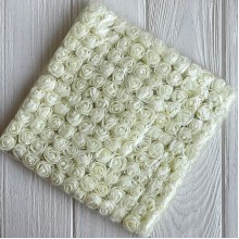 Роза с фоамирана (фатин), 2 см, молочная, упаковка 12 пучков (144 шт.)