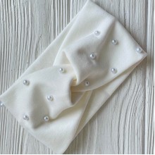 Повязка трикотаж детская с жемчугом, 9х15 см, молочная, шт.