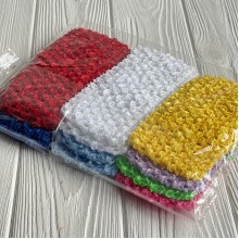 Повязка ажурная плотная, 7 см, набор из 12 шт., желто-голубо-белый