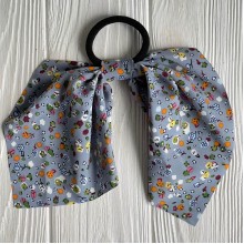 Резинка Твилли с перемычкой в цветочек, 25 см, серая с хлопком, шт.