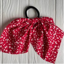 Резинка Твилли с перемычкой в цветочек, 25 см, красная с белым, шт.