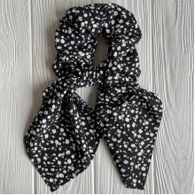 Резинка Твилли жатка в цветочек, 27 см, черная с белым, шт.