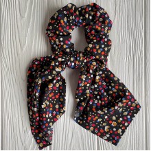 Резинка Твилли жатка в цветочек, 27 см, черная с хлопком, шт.