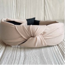 Обруч софт чалма однотонный, 4 см, бежевый, шт.