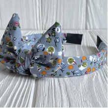 Обруч софт солоха в цветочек, 2,5 см, серый с хлопком, шт.