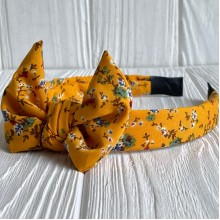 Обруч софт солоха в цветочек, 2,5 см, горчичный, шт.