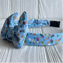 Обруч софт солоха в цветочек, 2,5 см, голубой с хлопком, шт.