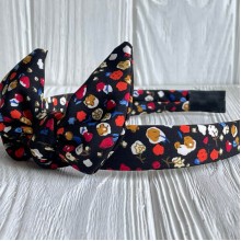 Обруч софт солоха в цветочек, 2,5 см, черный с хлопком, шт.