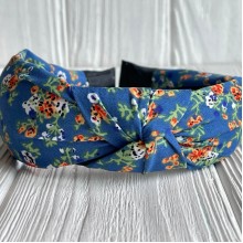 Обруч софт чалма в цветочек, 4 см, светло-синий, шт. 