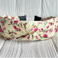 Обруч софт чалма в цветочек, 4 см, молочный, шт. 