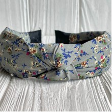 Обруч софт чалма в цветочек, 4 см, серый, шт. 