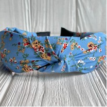 Обруч софт чалма в цветочек, 4 см, голубой, шт. 
