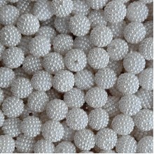 Бусина в пупырышку (круглая), 10 мм, белая, упаковка 500 г