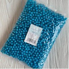 Бусина пластик с белой серединкой, 10 мм, бирюзовая, упаковка 500 г