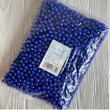 Бусина пластик с белой серединкой, 8 мм, темно-синяя, упаковка 500 г