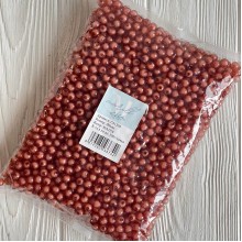 Бусина пластик с белой серединкой, 10 мм, терракотовая, упаковка 500 г