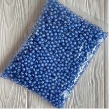 Бусина пластик с белой серединкой, 8 мм, голубая, упаковка 500 г