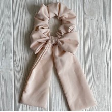 Резинка Твилли жатка с бантом однотонная, 27 см, бежевый, шт.