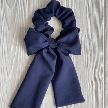 Резинка Твилли жатка с бантом однотонная, 27 см, сапфировый, шт.