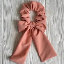 Резинка Твилли жатка с бантом однотонная, 27 см, темно-персиковый, шт.