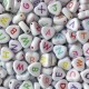 Бусина буква, 10 мм, сердечко (біле з кольоровою літерою), упаковка 500 г