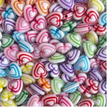 Бусина сердечко, 11 мм, цветной микс, упаковка 500 г